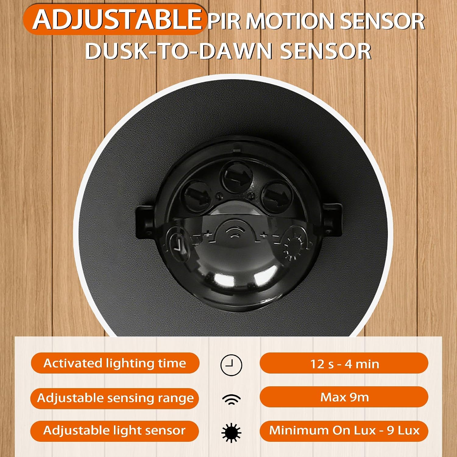 Detalle 2 de JNR buitenwandlamp met verstelbare PIR-sensor, IP54 en 2 GU10-ledlampen