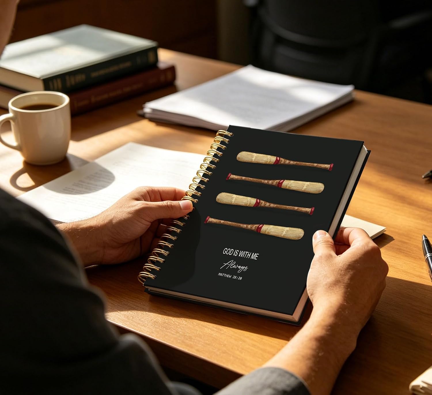 Detalle de KDHTY Christian Baseball Notebook, 80 Pages, Black, 8 x 5 Inches