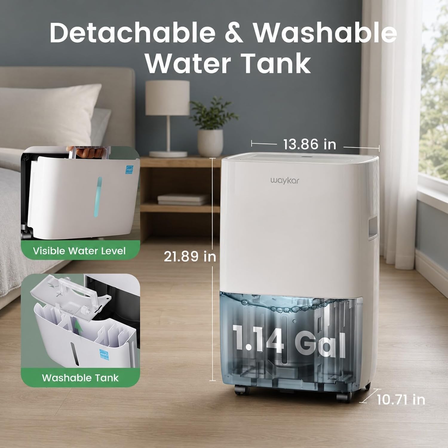 Detalle de Waykar JD025CE-120-CA-X1 120-Pint Dehumidifier, Energy Star, 6,000 Sq. Ft.