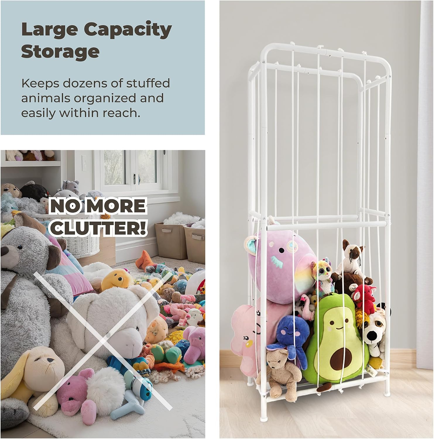Detalle de goozie Large Metal Stuffed Animal Storage Organizer – Vertical Toy Zoo