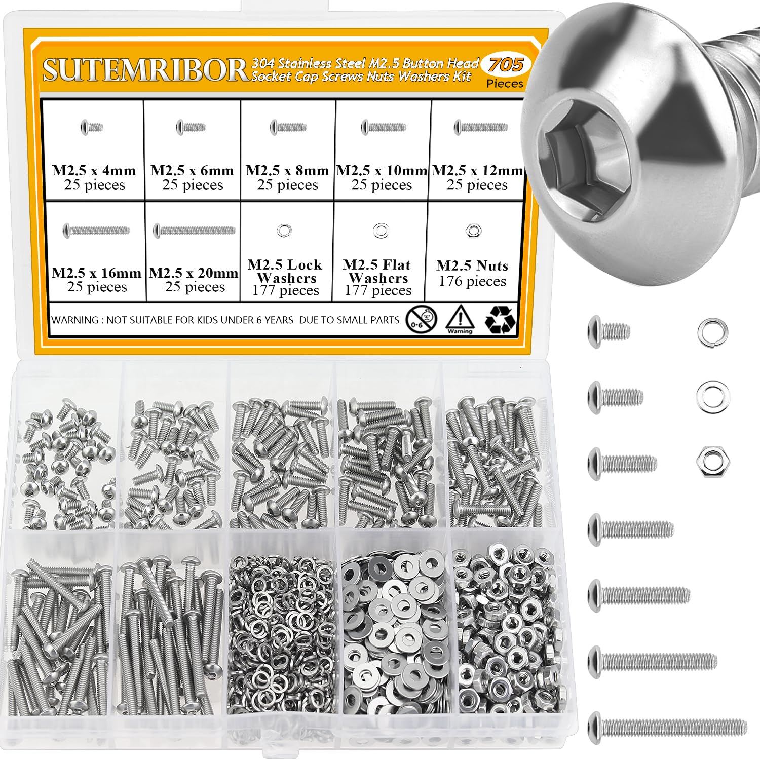 Detalle de Sutemribor Screw Assortment, M2.5