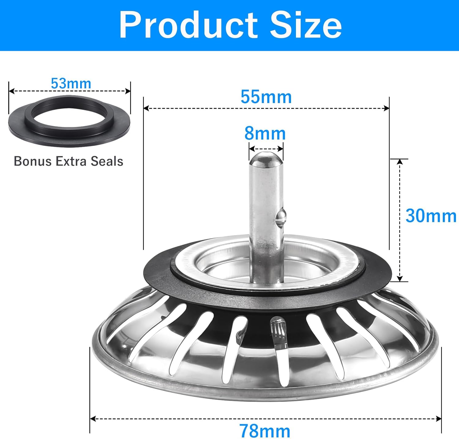 Thumbnail 1 de 2 Pack Stainless Steel Sink Plug and Strainer