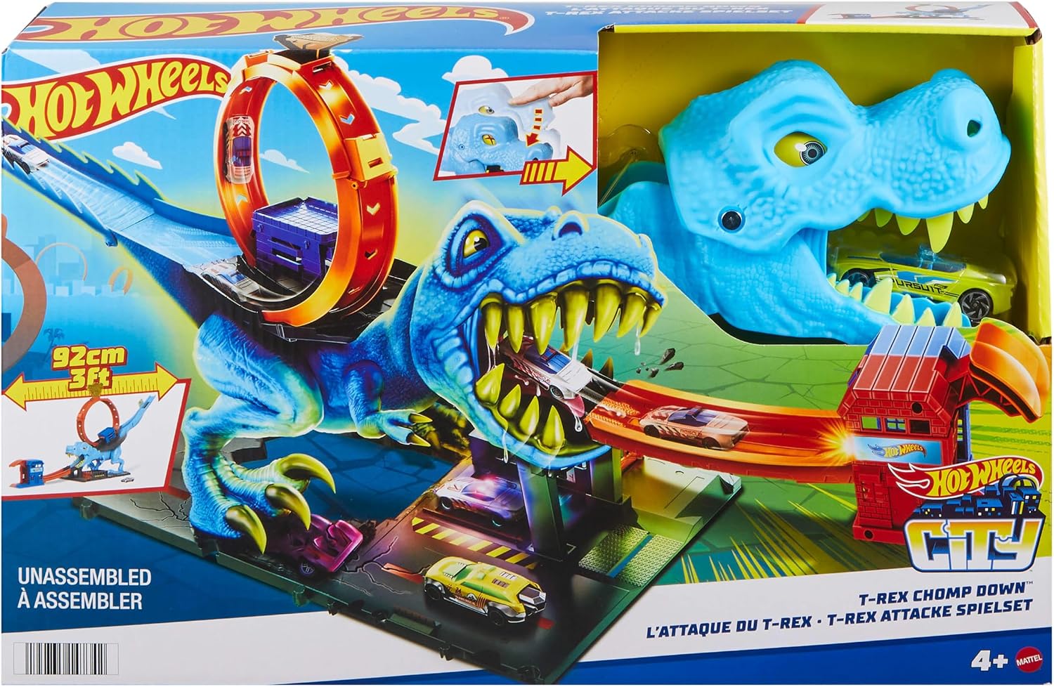 Thumbnail 5 de Hot Wheels Autorennbahn T-Rex Angriff – Geschicklichkeits- und Timing-Spielspaß mit Looping