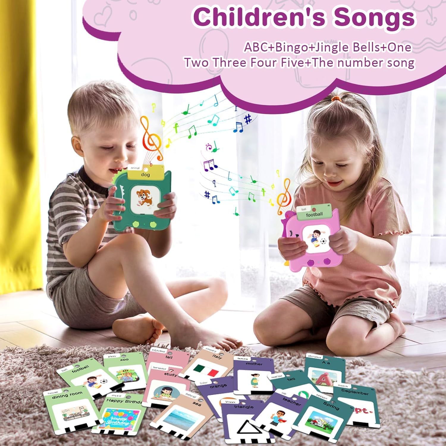 Thumbnail 6 de 420 Words Talking Flash Cards for Toddlers (3–6 Years) – 210 Cards, Pink