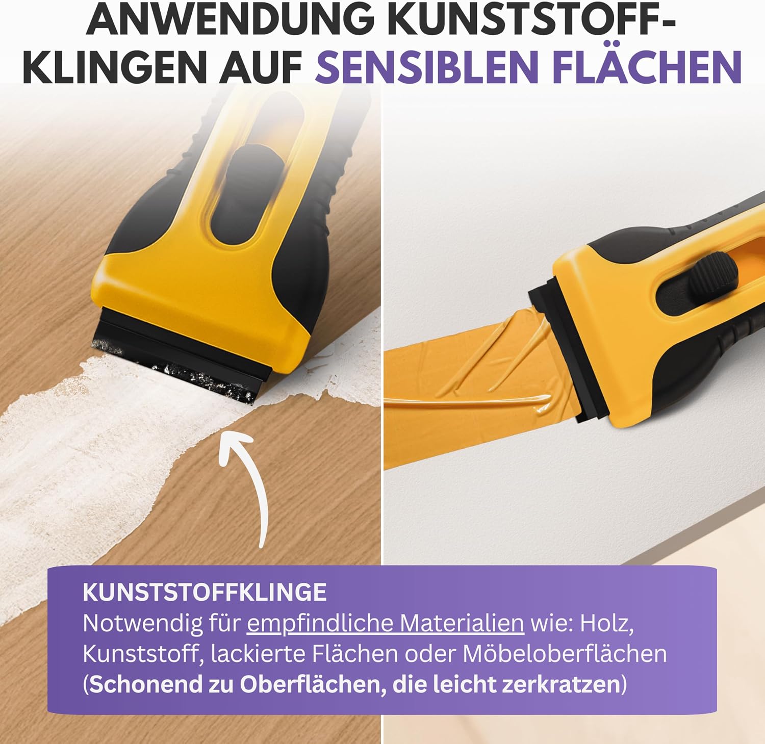 Thumbnail 6 de Filzada® Küchenschaber Gelb – Glasschaber für Glaskeramikherd mit 15 Schaber Klingen