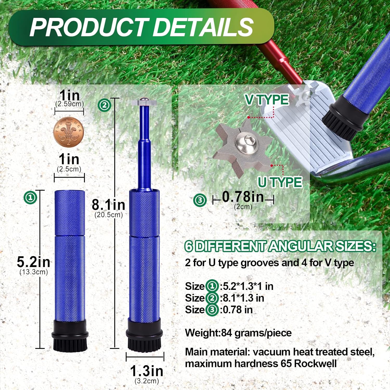 Thumbnail 5 de BIG TEETH Golf Club Cleaner Groove Sharpener with Round Brush – One-Piece, Non-Slip Grip