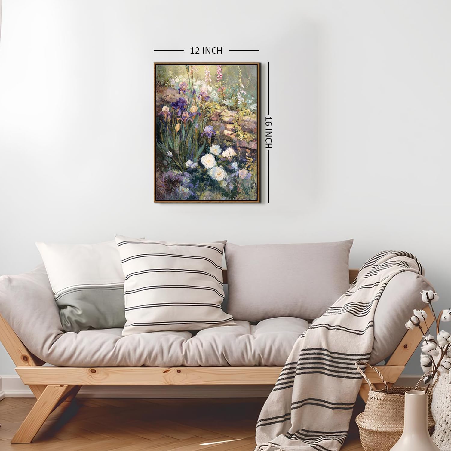Thumbnail 6 de Framed Abstract Floral Wall Art – Rustic Vintage Farmhouse Botanical Landscape, 12x16