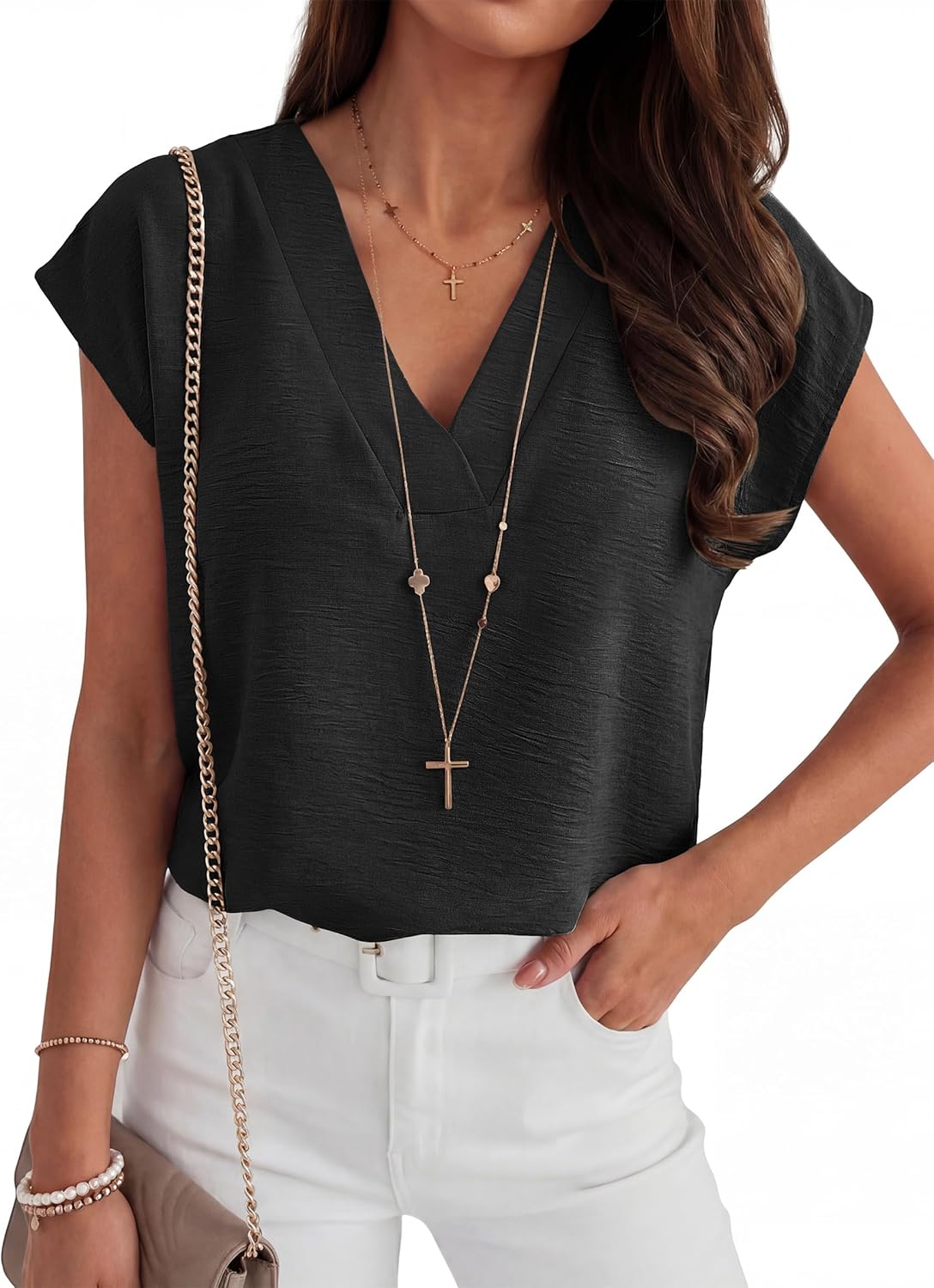 Thumbnail 2 de ANRABESS Cap Sleeve V Neck Top S–XXL