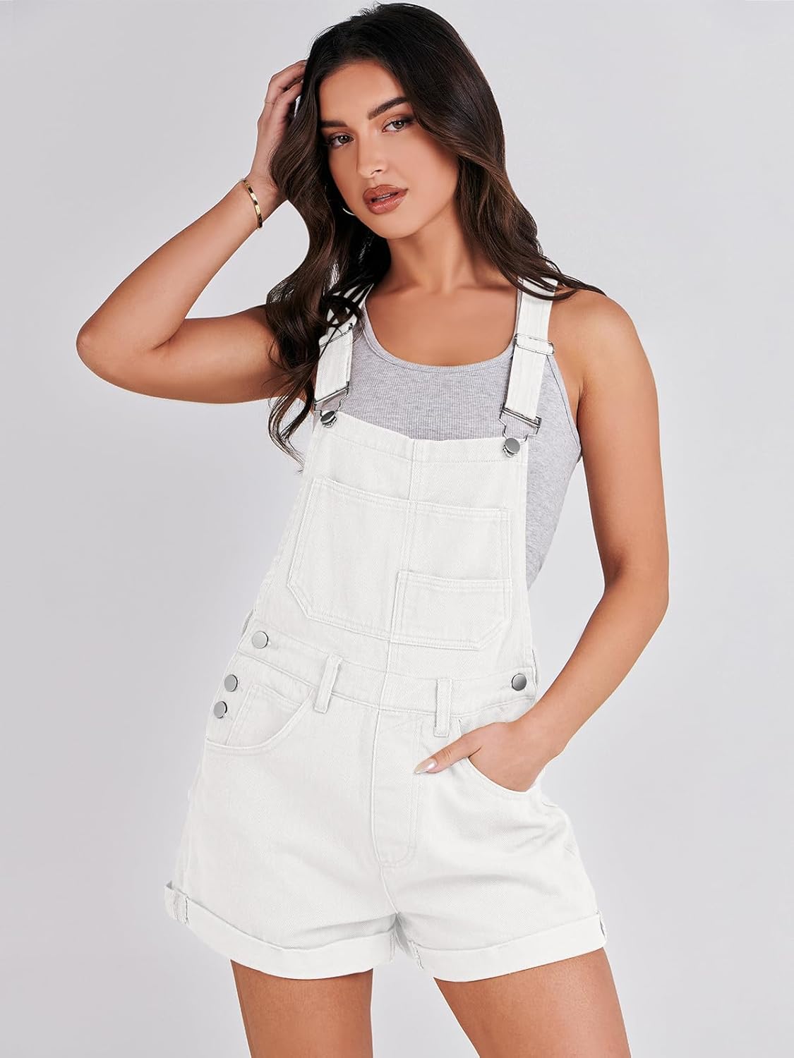 Thumbnail 2 de ANRABESS Women's Denim Short Overalls (2026 Summer) – Loose Fit Romper Jumpsuit