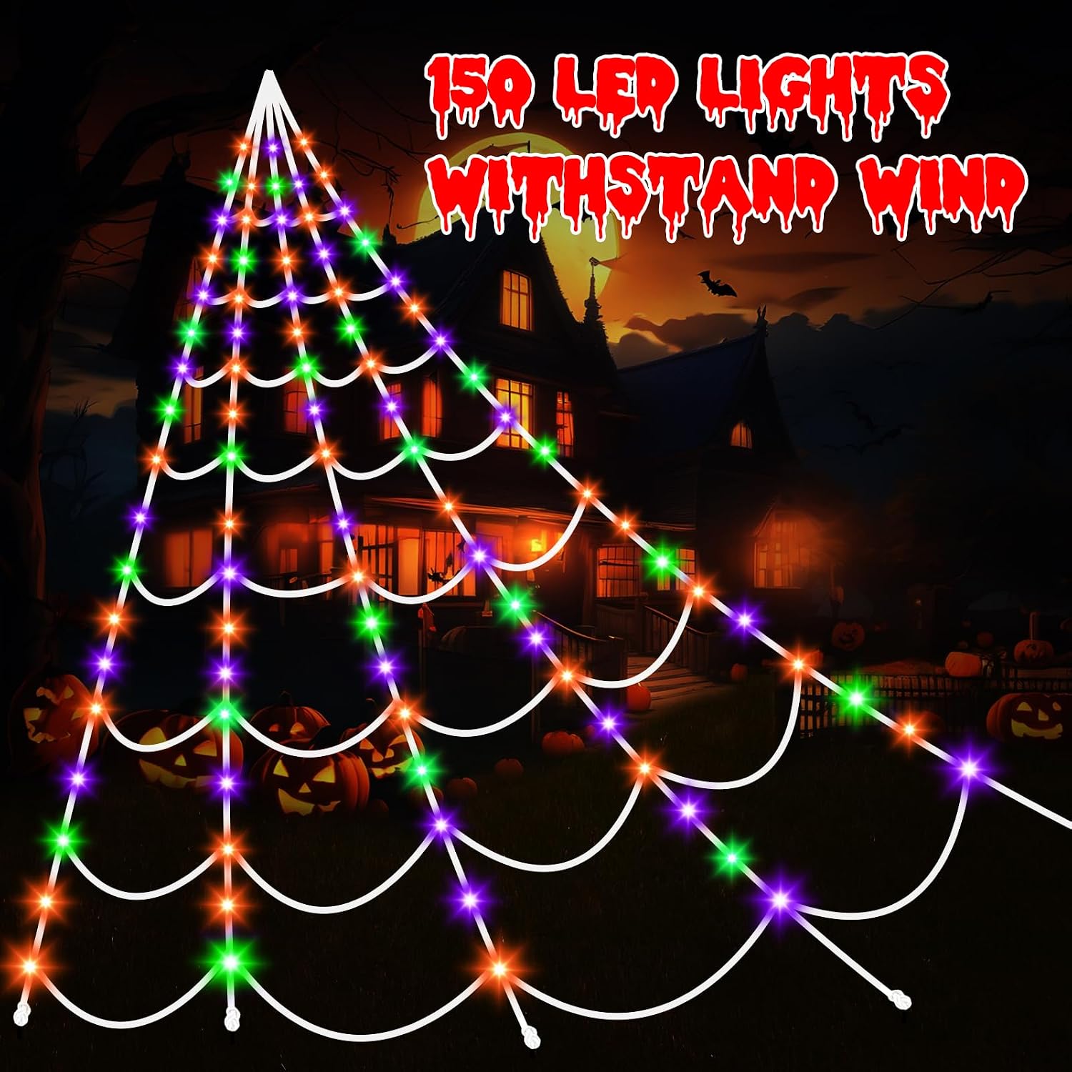Detalle 2 de Aitbay 241 Lighted Spider Web, 17.4-Foot Display with 150 LEDs