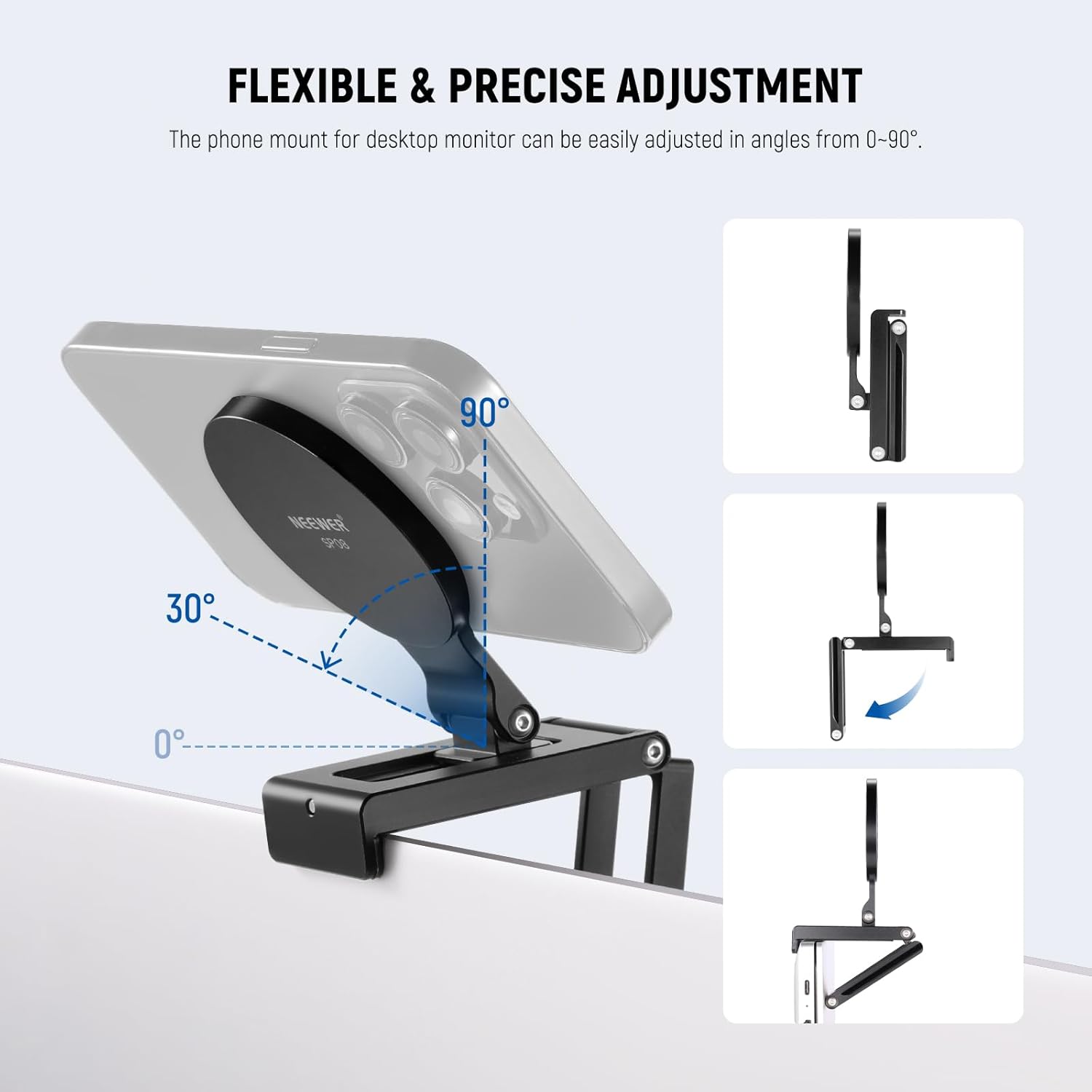 Detalle 2 de NEEWER Continuity Camera Mount magnetico per monitor da scrivania SP08, base tipo Arca e compatibile MagSafe