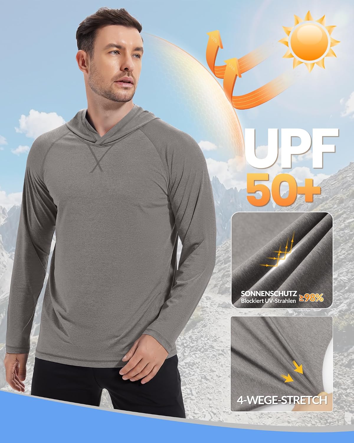 Detalle de MEETYOO T-Shirt UV UPF50+ pour Homme – Respirant, séchage rapide et protection solaire