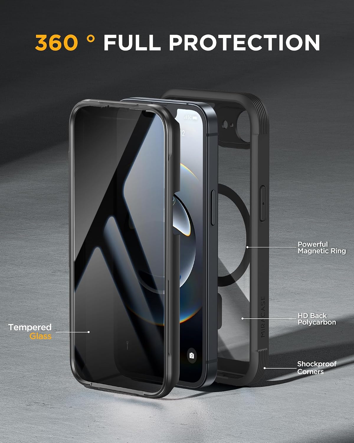 Detalle de Miracase iPhone 17e/16e Case with Built-in Privacy Screen Protector, MagSafe Ready