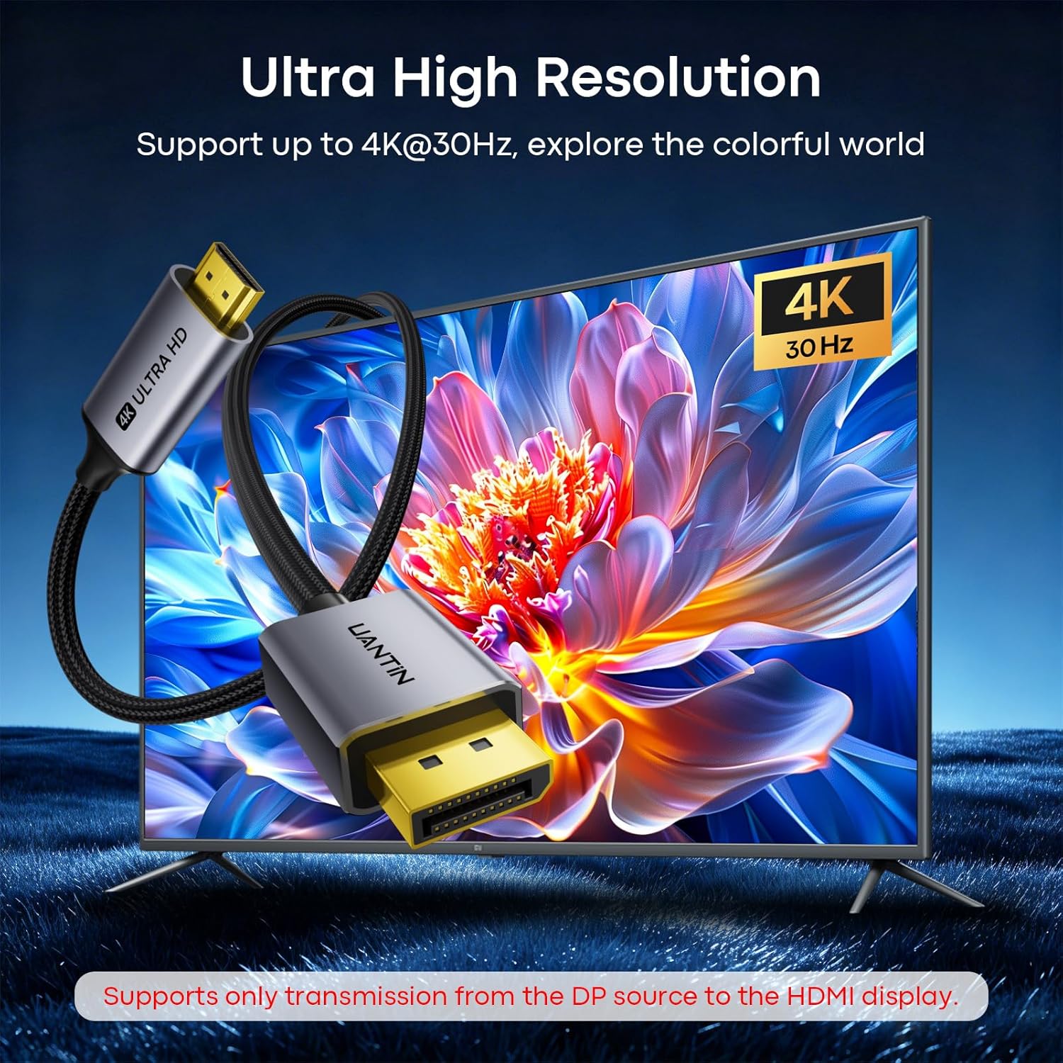 Thumbnail 1 de UANTIN 4K DisplayPort to HDMI Cable 1.8m