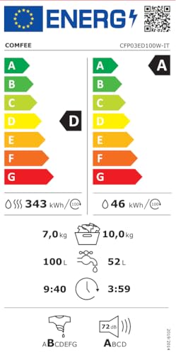 Thumbnail 9 de COMFEE' Lavasciuga 10/7 kg – Classe A/D, Motore Inverter 1400 Giri