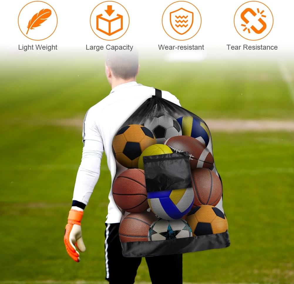 Detalle 2 de AMFUN Extra Large Football Mesh Bag with Adjustable Shoulder Strap – Waterproof Storage for Balls