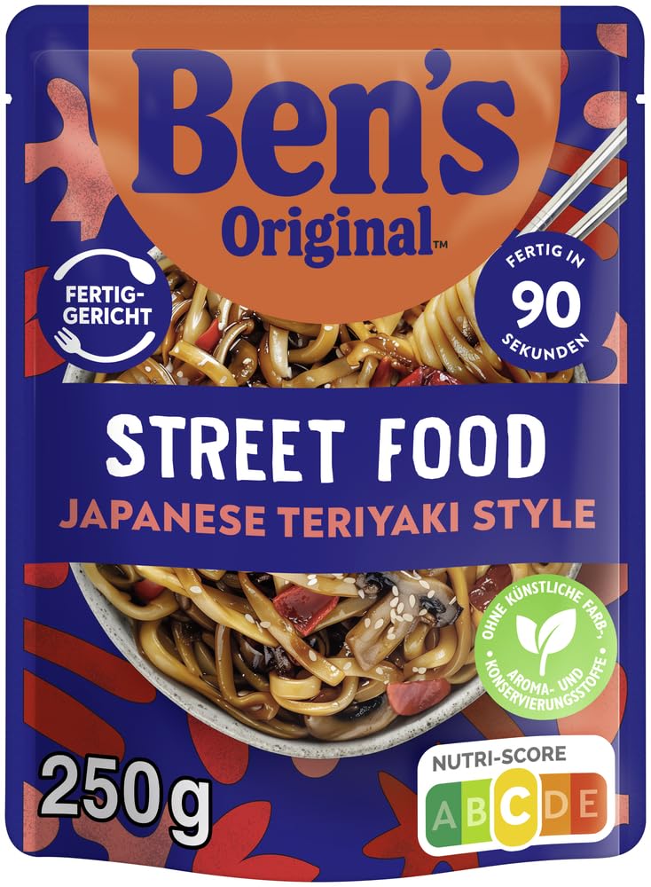 Detalle de BEN'S ORIGINAL Fertiggericht Street Food Japanese Teriyaki Style Noodles – 6 x 250 g