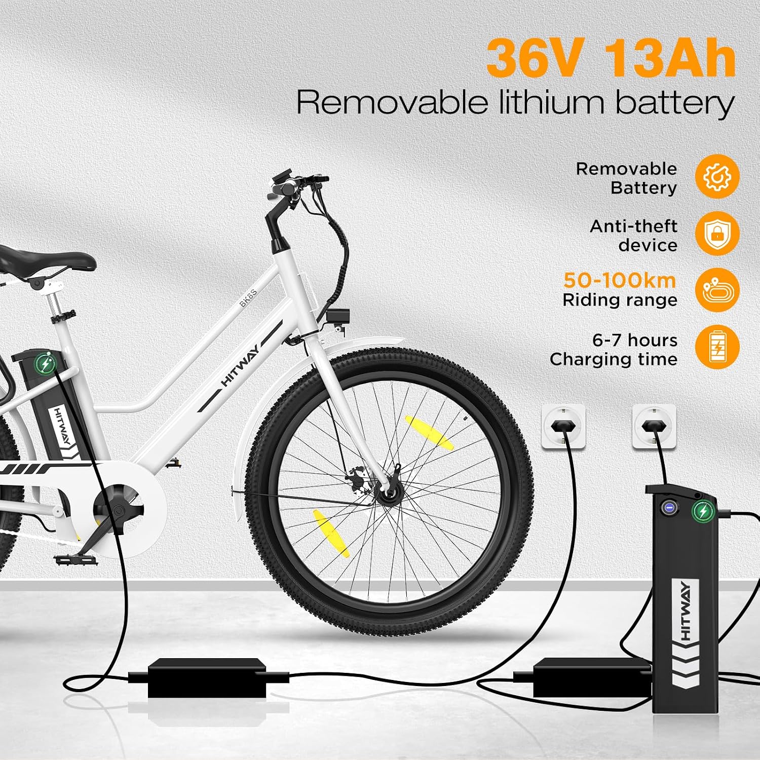 Thumbnail 3 de Vélo électrique HITWAY BK8S 27,5 pouces 36V 13Ah, moteur 250W (jusqu’à 25 km/h)