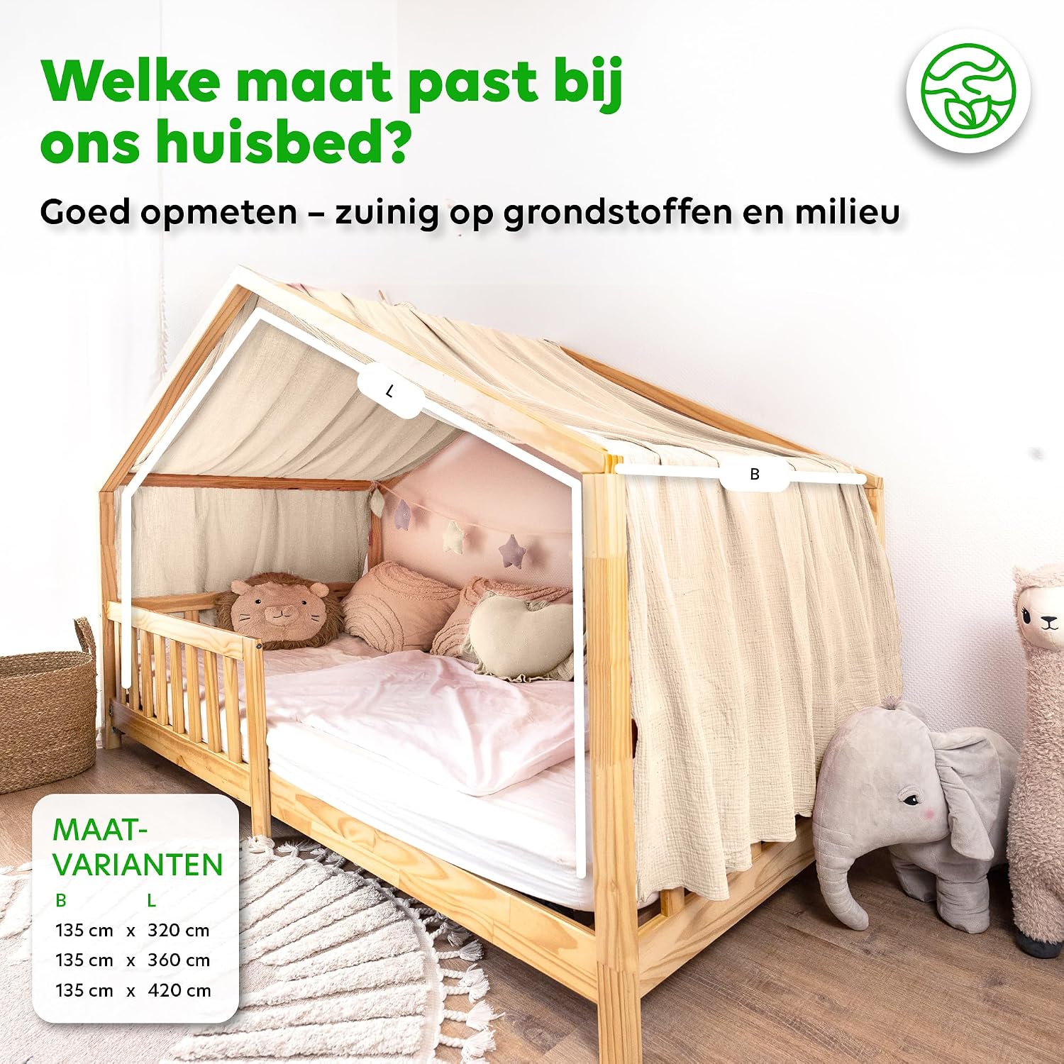 Detalle 2 de lilimaus BH-HB-SINGLE-GOLD-135x420-CREME bedhemel van mousseline katoen