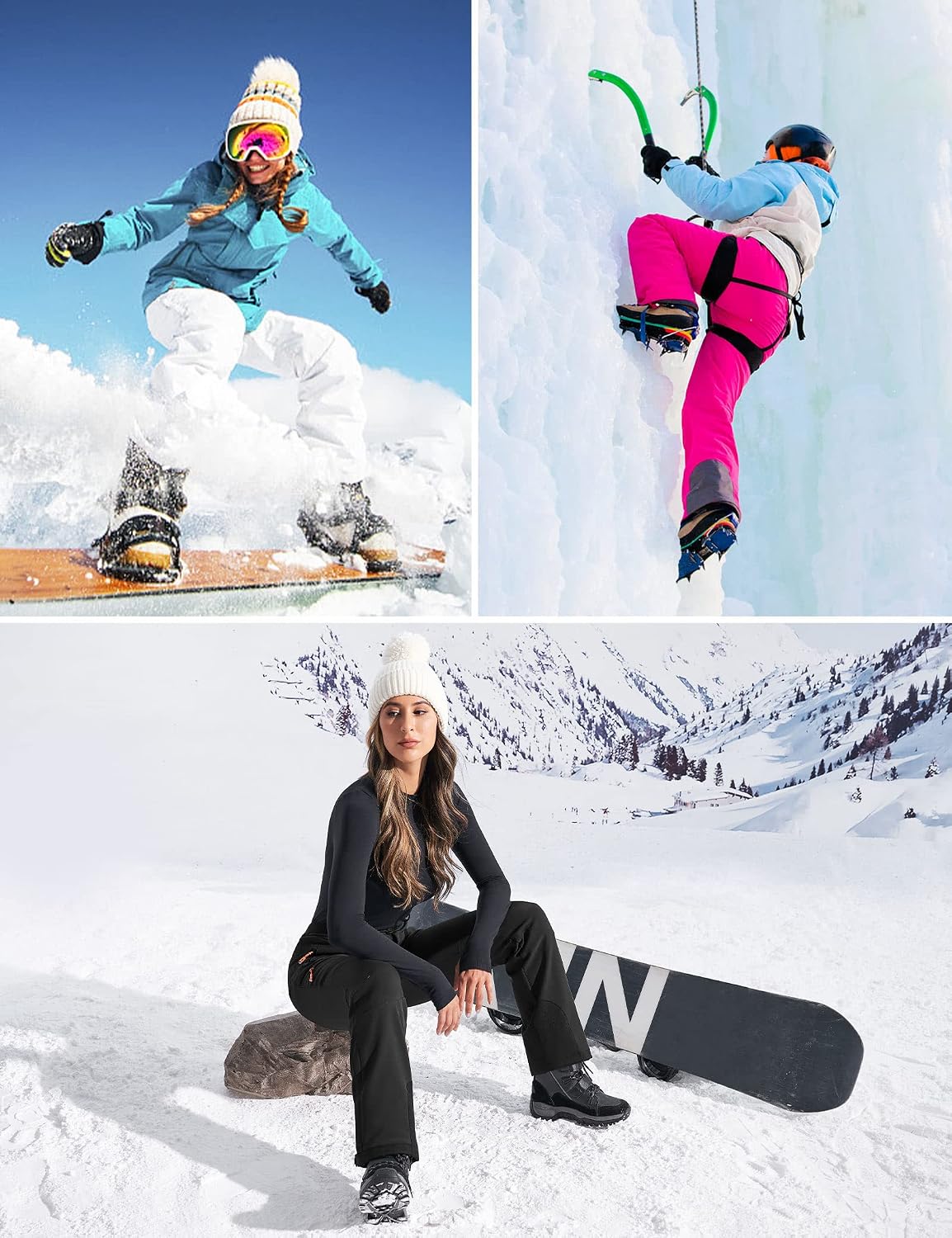 Detalle de Heathyoga Women's Ski Pants, Fleece-Lined