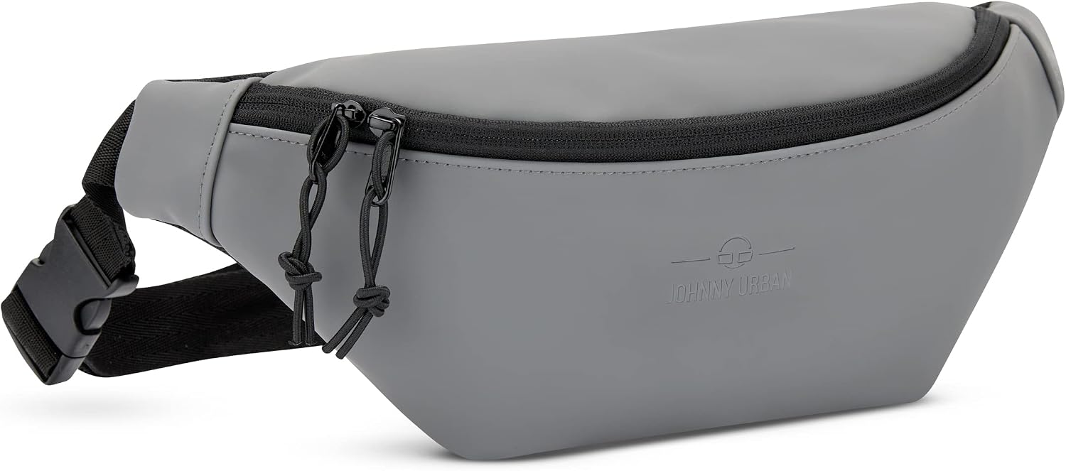 Detalle de Johnny Urban Riley Bauchtasche (Grau) – Gürteltasche & Crossbody mit flexiblem Gurt