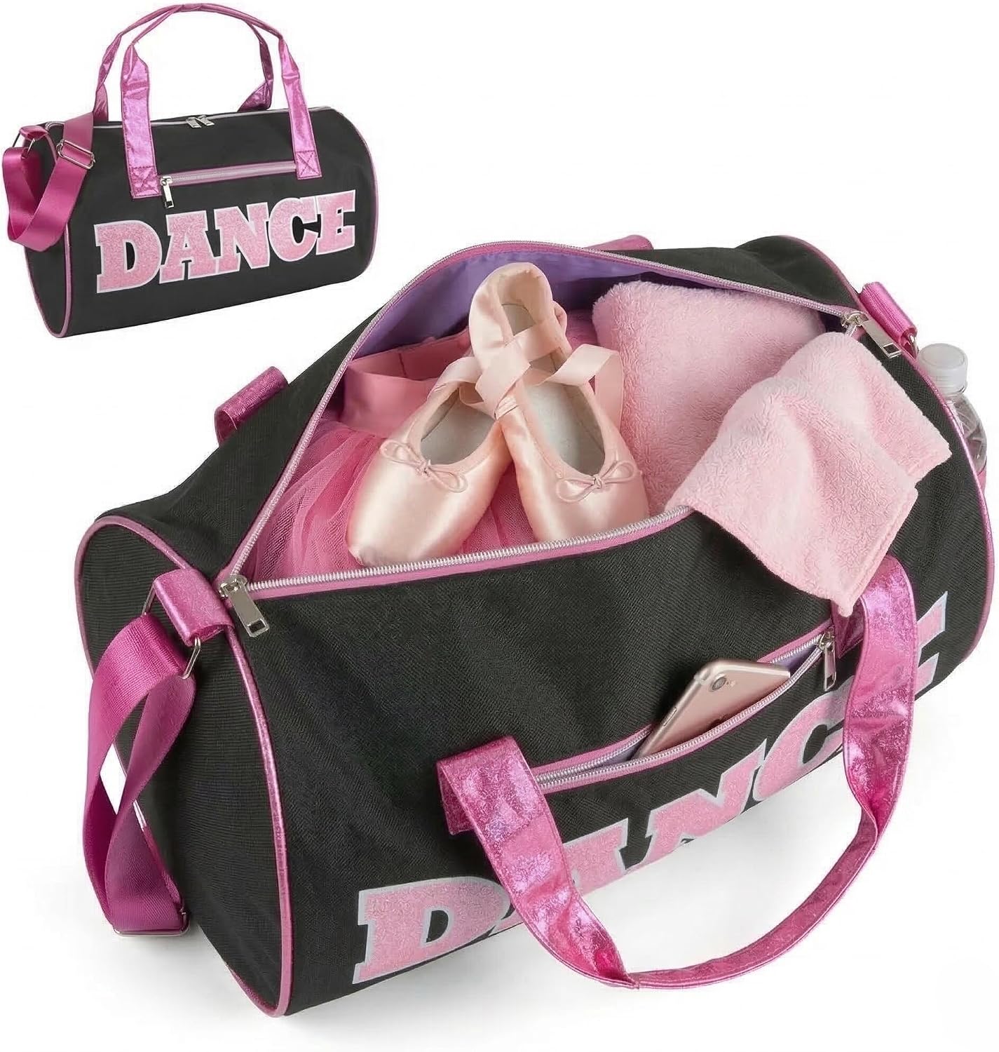 Detalle 2 de 75192012716 Dance Duffel Bag, Black/Pink with Adjustable Shoulder Strap