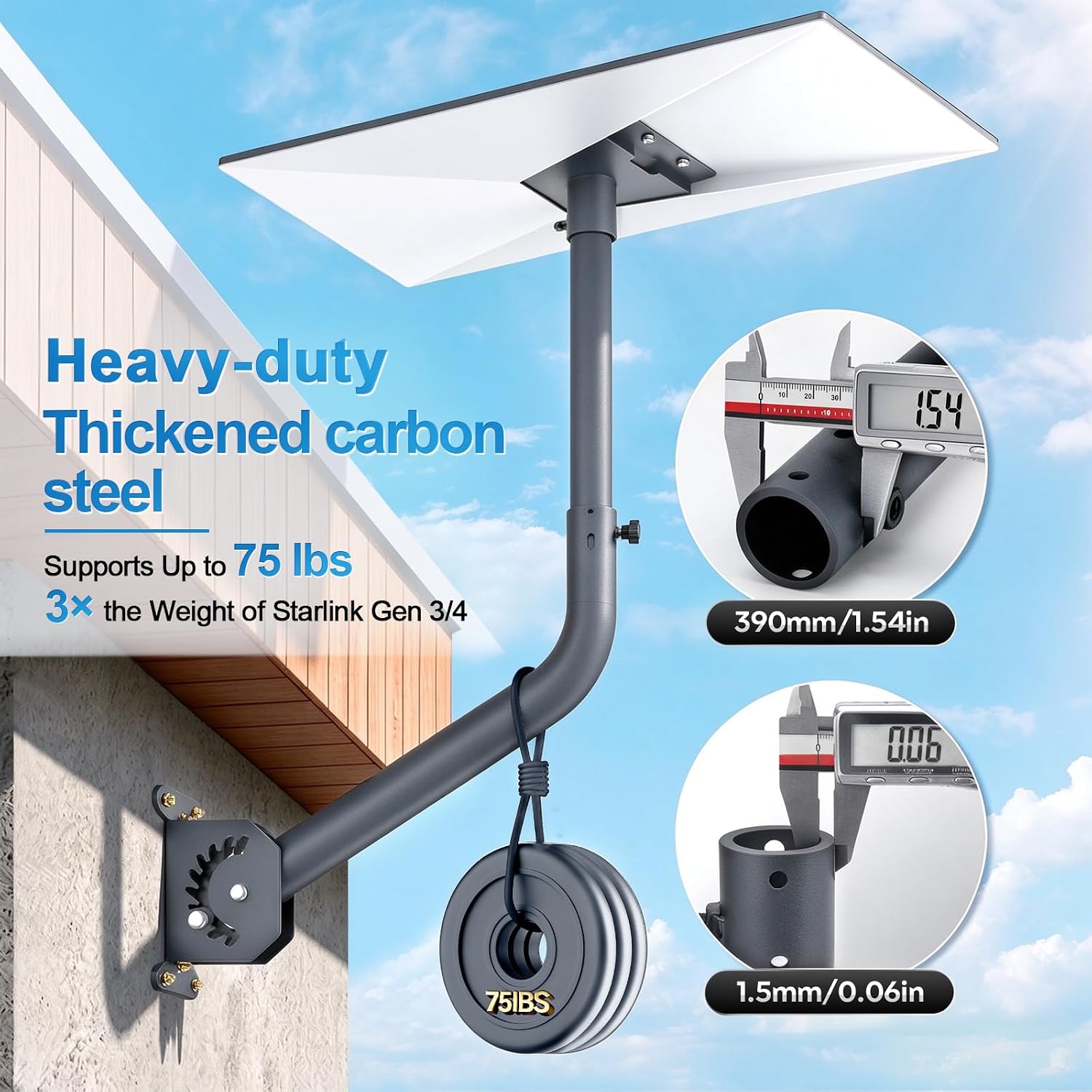 Detalle de Starlink-Compatible Satellite Mount with 30-Inch Extension