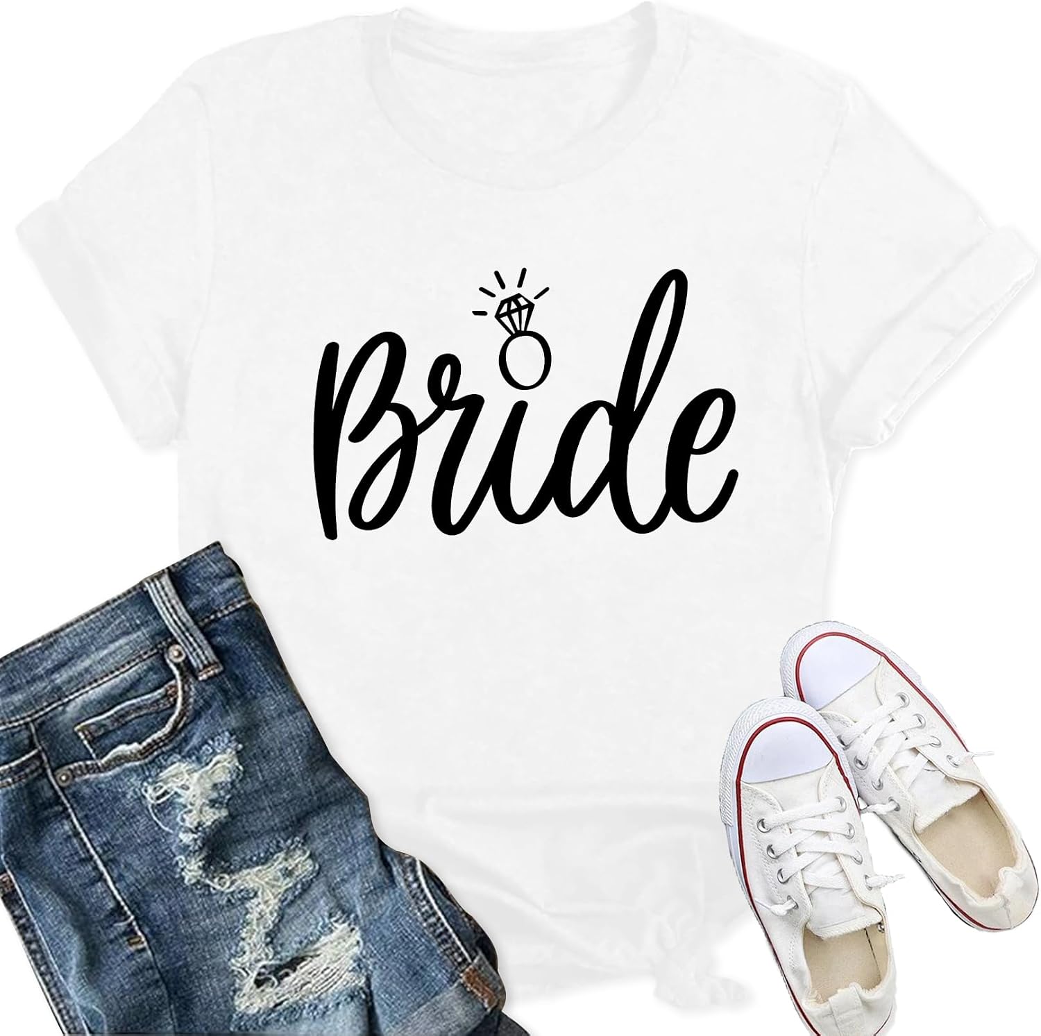 Thumbnail 6 de Qskall Hen Party T-Shirt “Bride to Be” for Bride Squad — diamond ring design