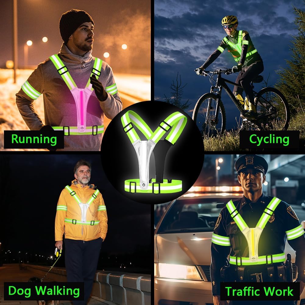Thumbnail 6 de Adiwo LED Gilet Catarifrangente Running: Gilet Luminoso USB-C per Corsa, Trekking e Ciclo
