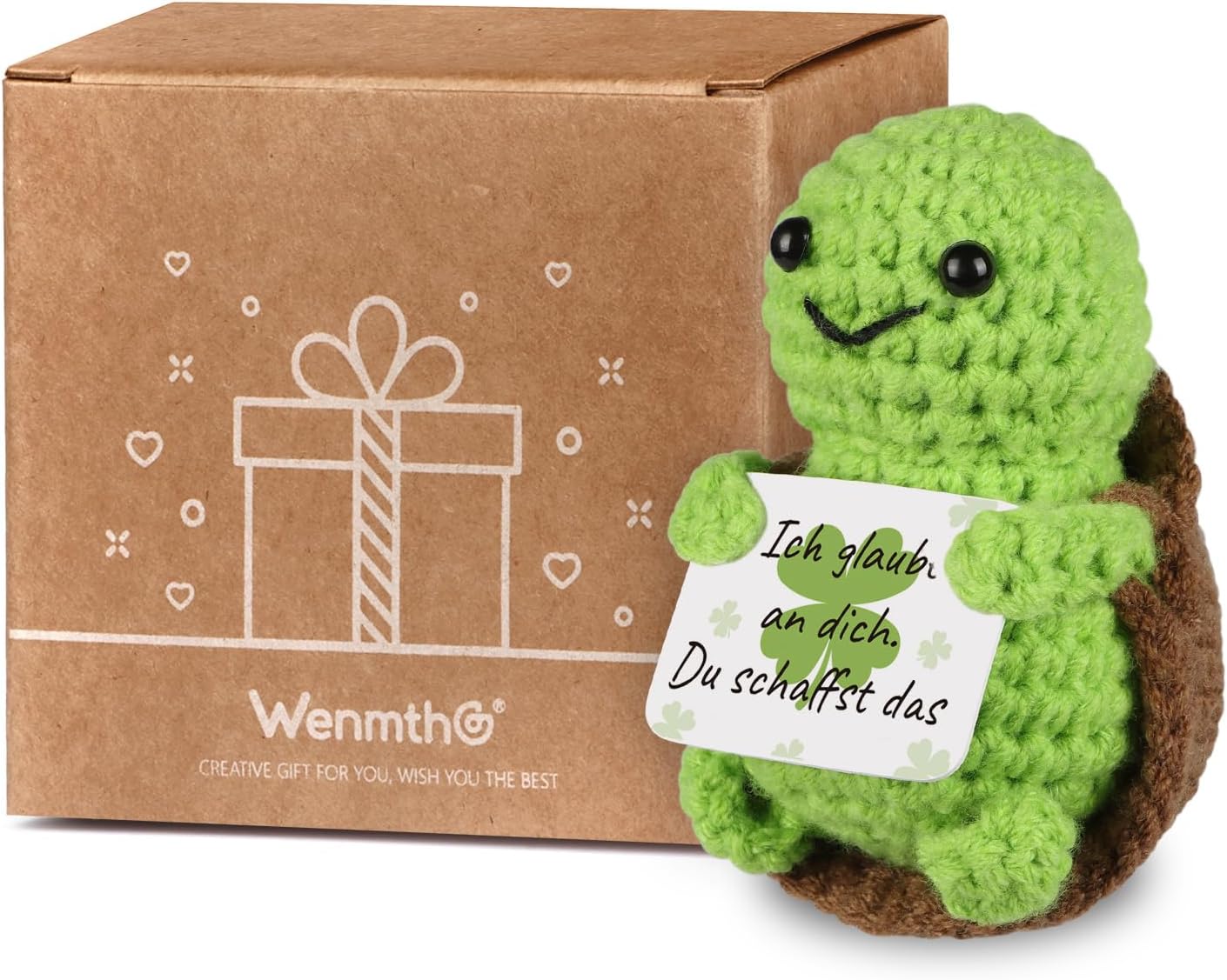 Thumbnail 6 de WenmthG Positive Schildkröte Glücksbringer – Handgestrickte Mini-Schildkröte mit Botschaft