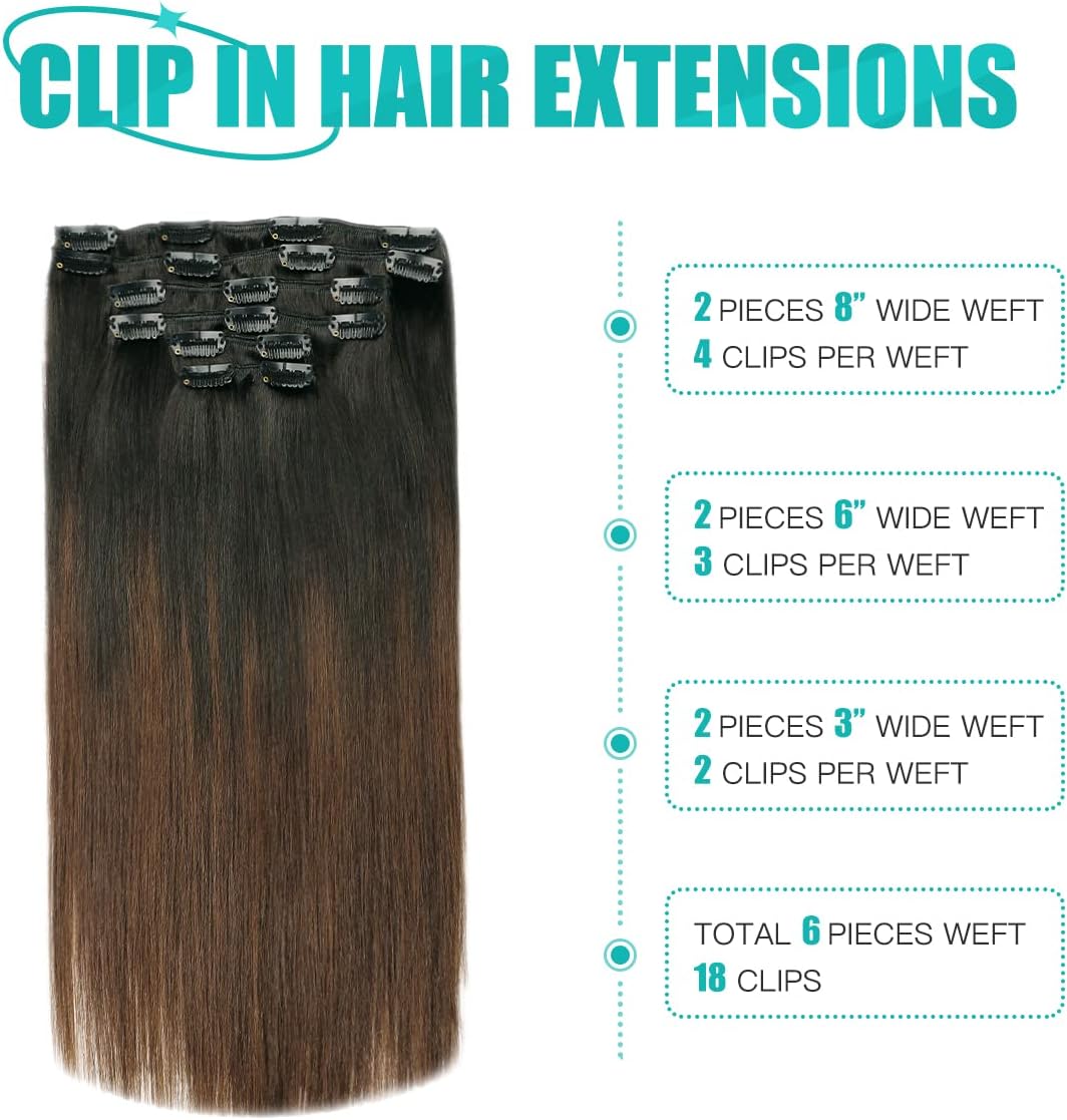 Detalle 2 de SURNEL Extensiones de Pelo Natural C#1BT4 35cm, 6 Piezas 💇♀