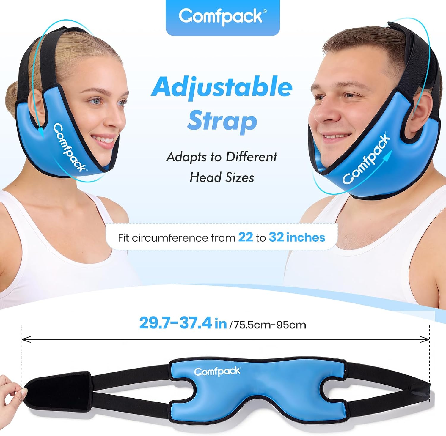 Detalle de Comfpack Jaw Ice Pack Wrap, 34 × 13 cm