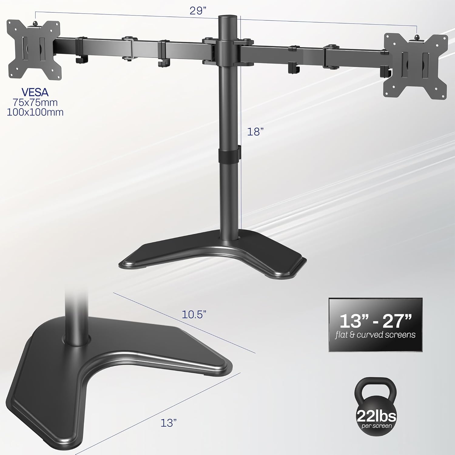 Thumbnail 2 de VIVO STAND-V002F Dual Monitor Desk Stand for 2 Screens