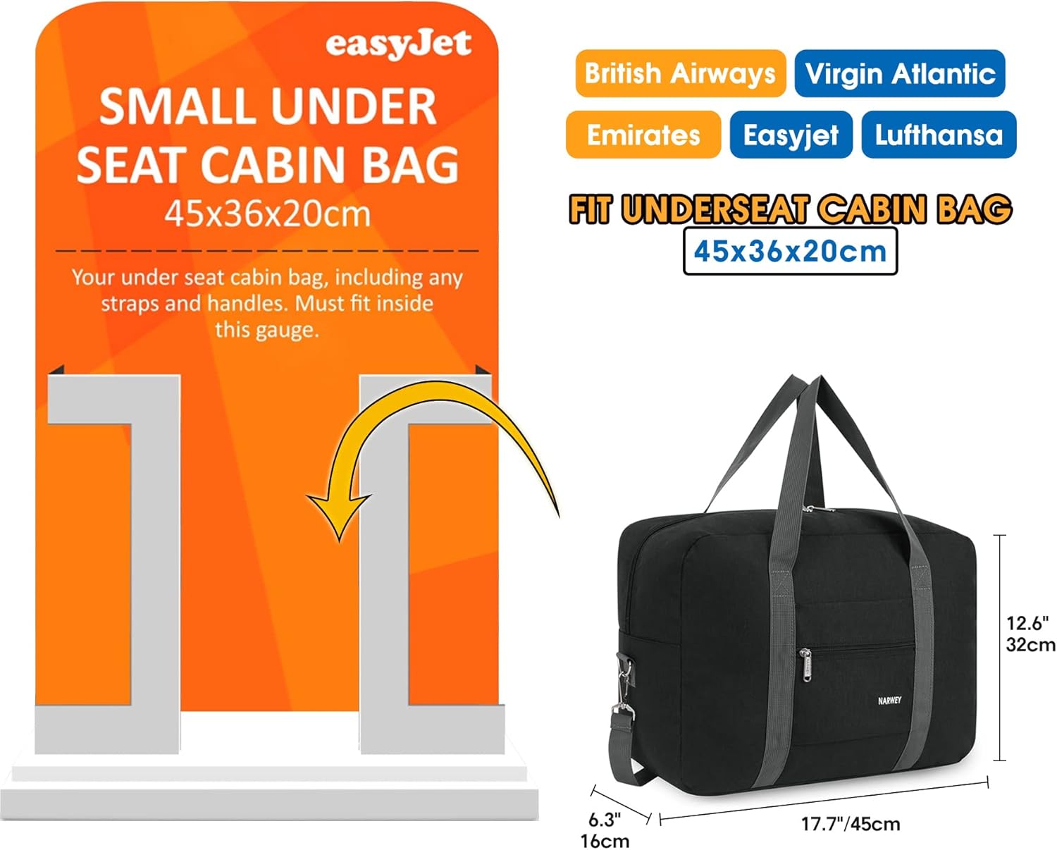 Thumbnail 1 de Easyjet Cabin Bag 45x36x20 25L foldable duffel