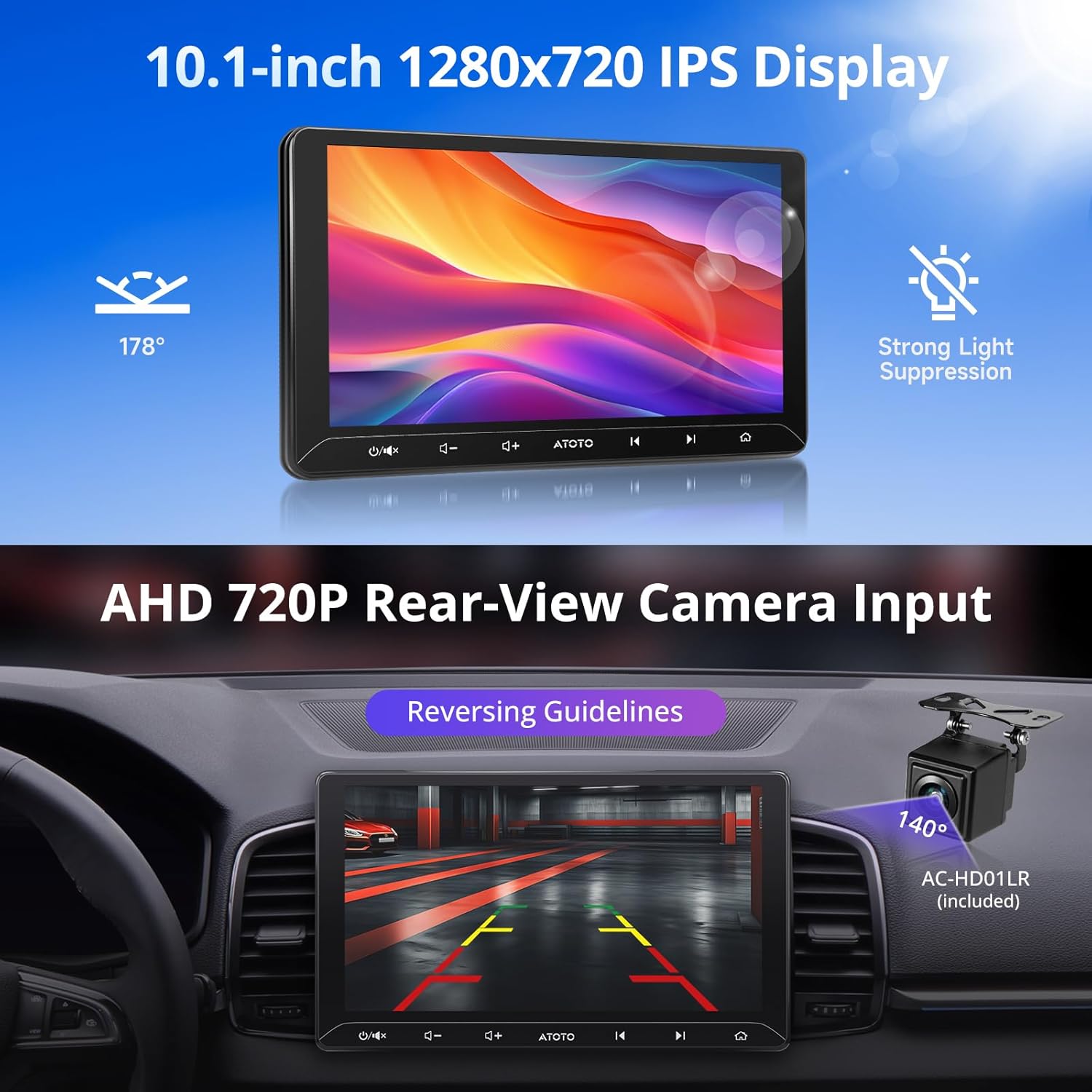 Thumbnail 1 de ATOTO A5L autoradio 2 DIN Android 10,1" GPS avec caméra de recul et CarPlay/Android Auto sans fil