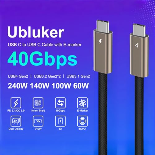 Detalle 2 de Ubluker câble USB-C vers USB-C 1 m, USB4 40 Gbit/s et charge jusqu’à 240 W