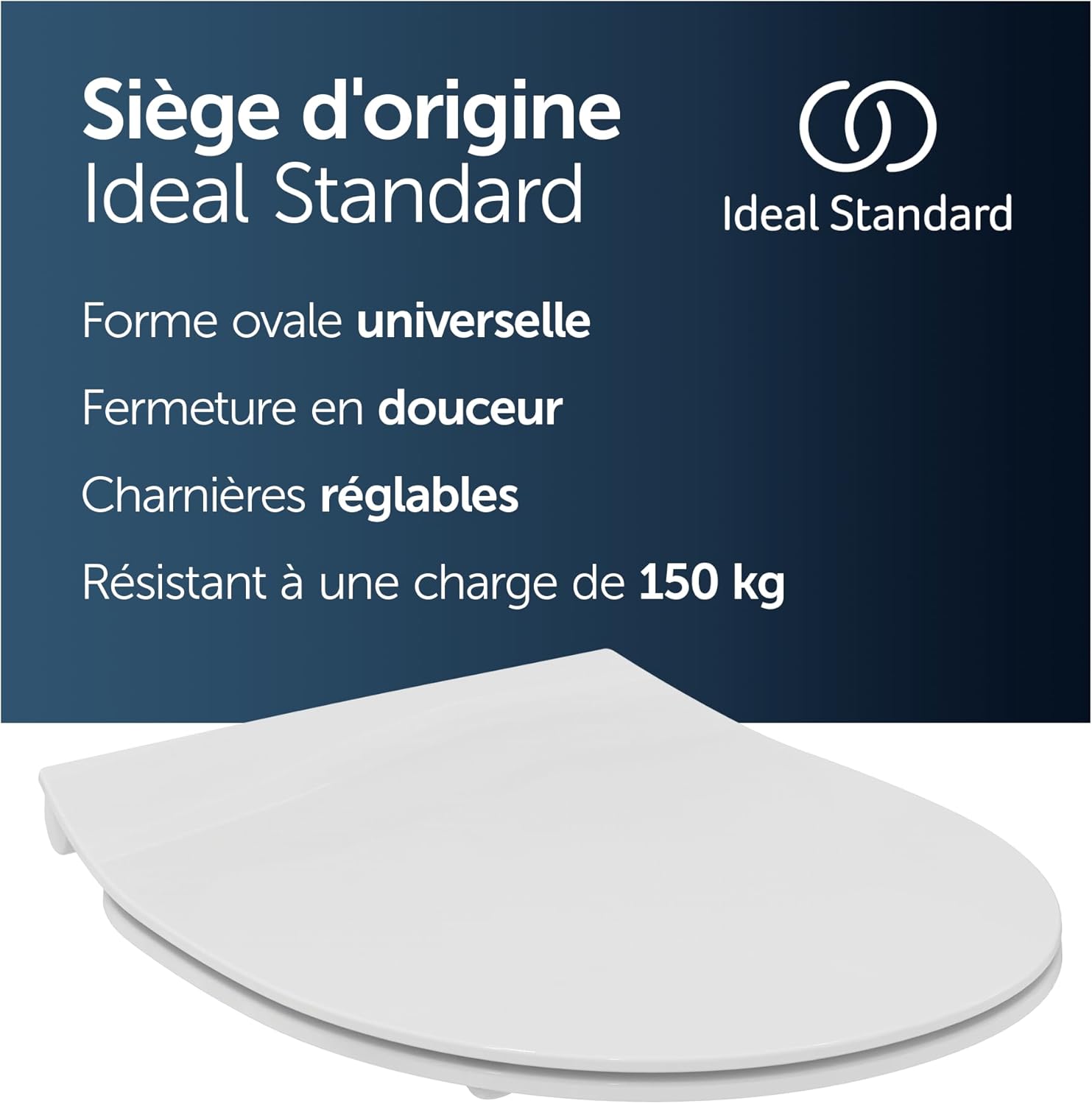 Thumbnail 1 de Ideal Standard Tirso Abattant de toilette universel avec fermeture amortie, blanc, 365x425x50 mm