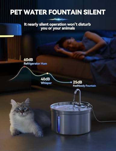 Thumbnail 5 de FEELNEEDY Fontaine à Eau pour Chat en Acier Inoxydable 3,5 L