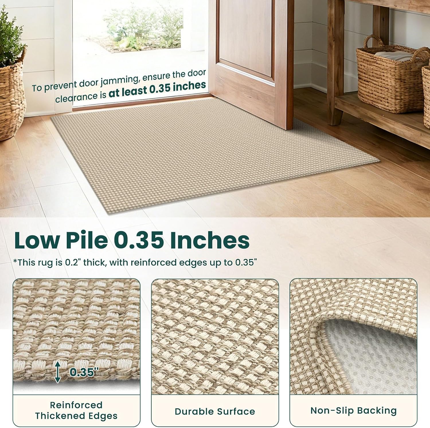 Detalle 2 de KOZYFLY Indoor Door Mat 2x3 ft washable entryway rug ๐งฝ