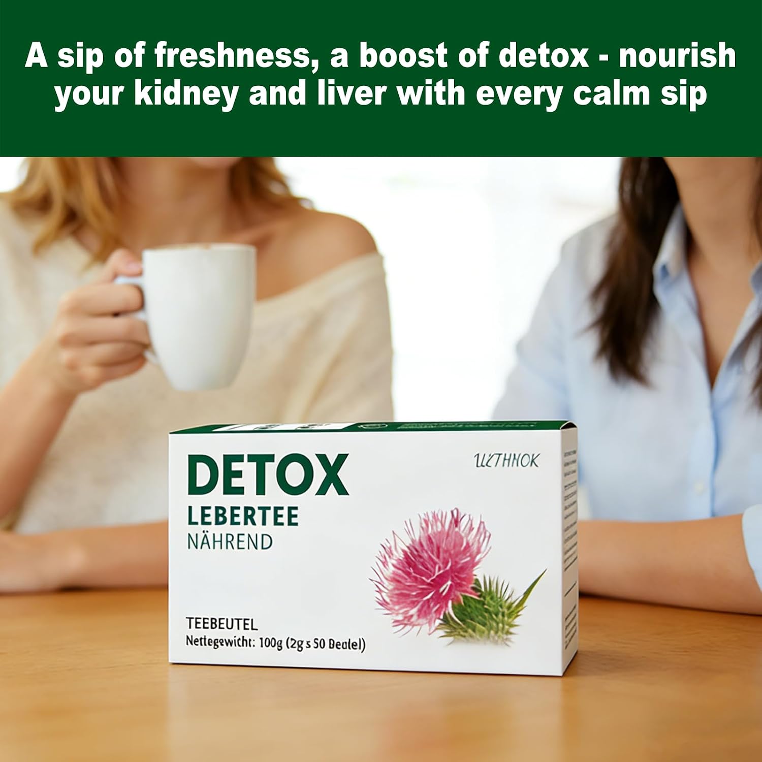 Detalle 2 de Bee Thee DETOX-TEE kruidenthee met paardenbloem, mariadistel en zoethout, 50 zakjes