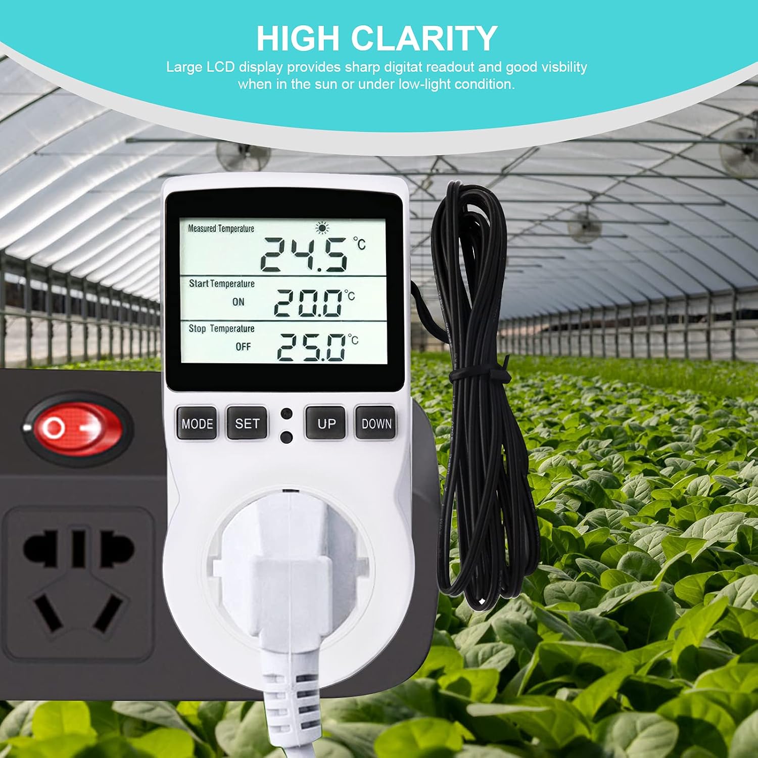 Detalle de RUIZHI Termostato Digitale Regolatore Temperatura con Timer e Sonda – per Serra, Acquario, Terrario e Incubatore