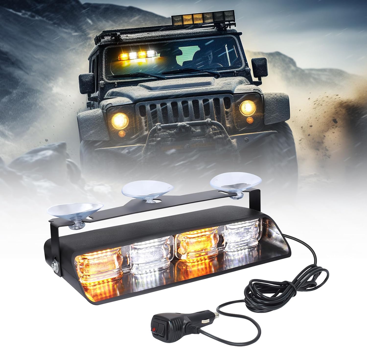 Thumbnail 6 de OPP ULITE Emergency Flashing Dash Strobe Lights for Vehicles (Red/Blue, 24 LEDs, 26 Modes, Memory) with Suction Cups