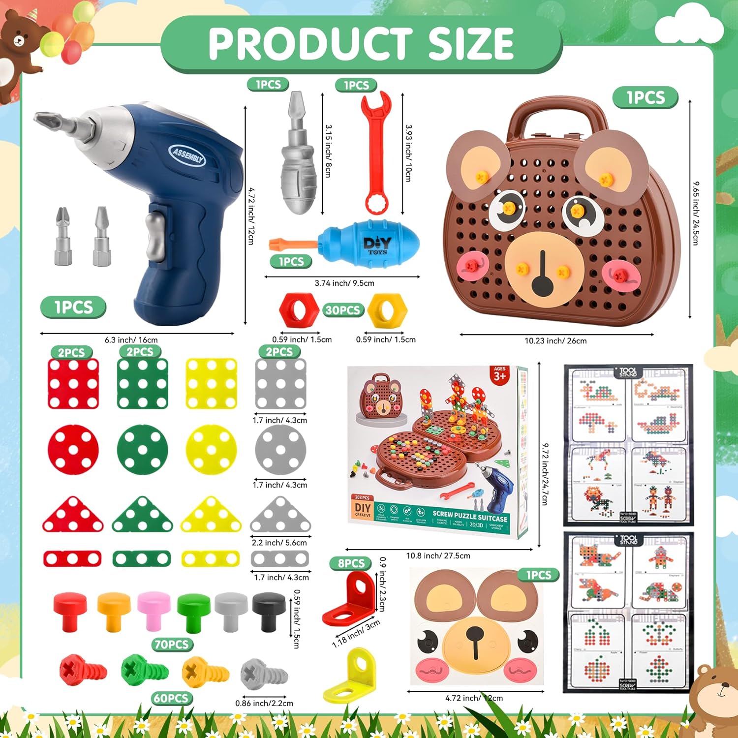 Thumbnail 1 de DAOUZL Giocattoli Montessori: Scatola Giocattolo con Trapano Elettrico e Kit Attrezzi per Bambini 3–12 Anni