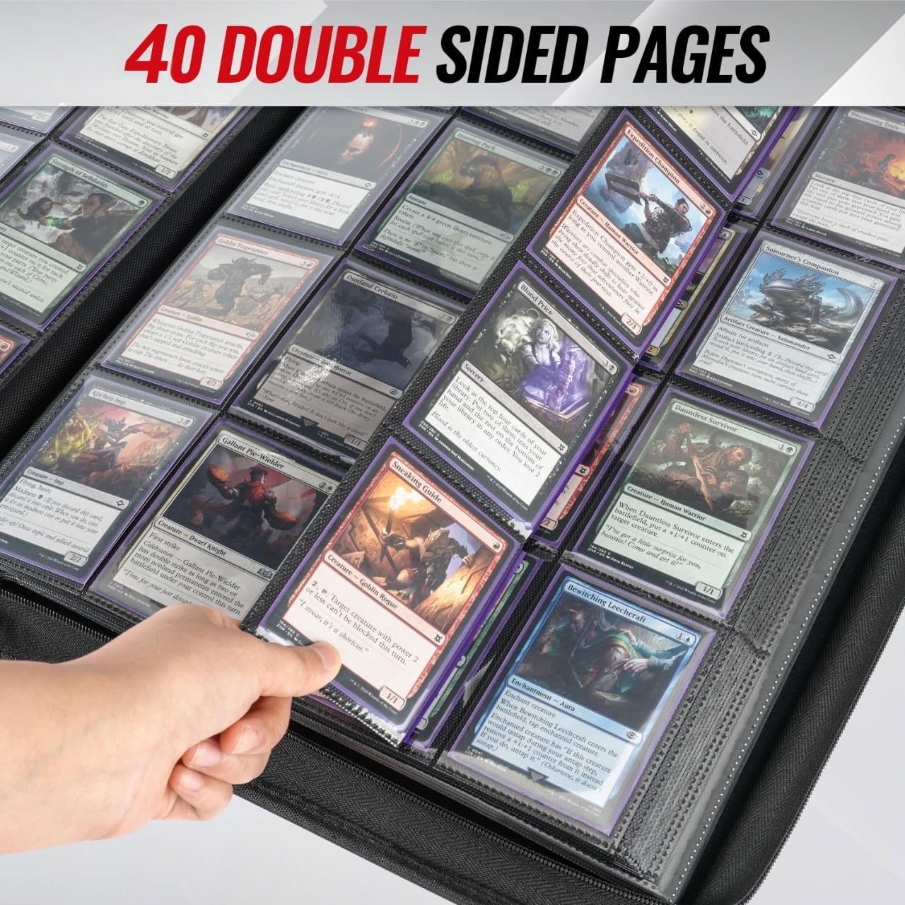 Detalle de Migitec TB-1280 16-Pocket Trading Card Binder, 1,280-Card Capacity, Zippered