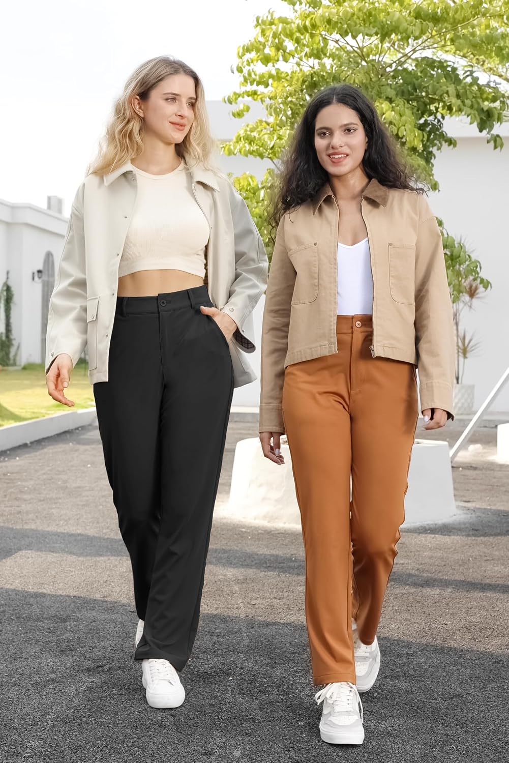 Detalle de Bamans Dress Pants Women High-Waisted Tummy Control