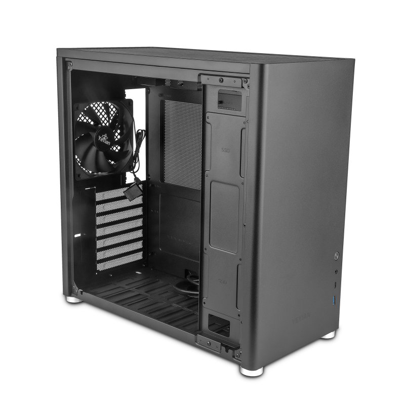Detalle 2 de Yeyian Hussar Plus ATX, Cristal Templado, USB 3.2 Negra🖥