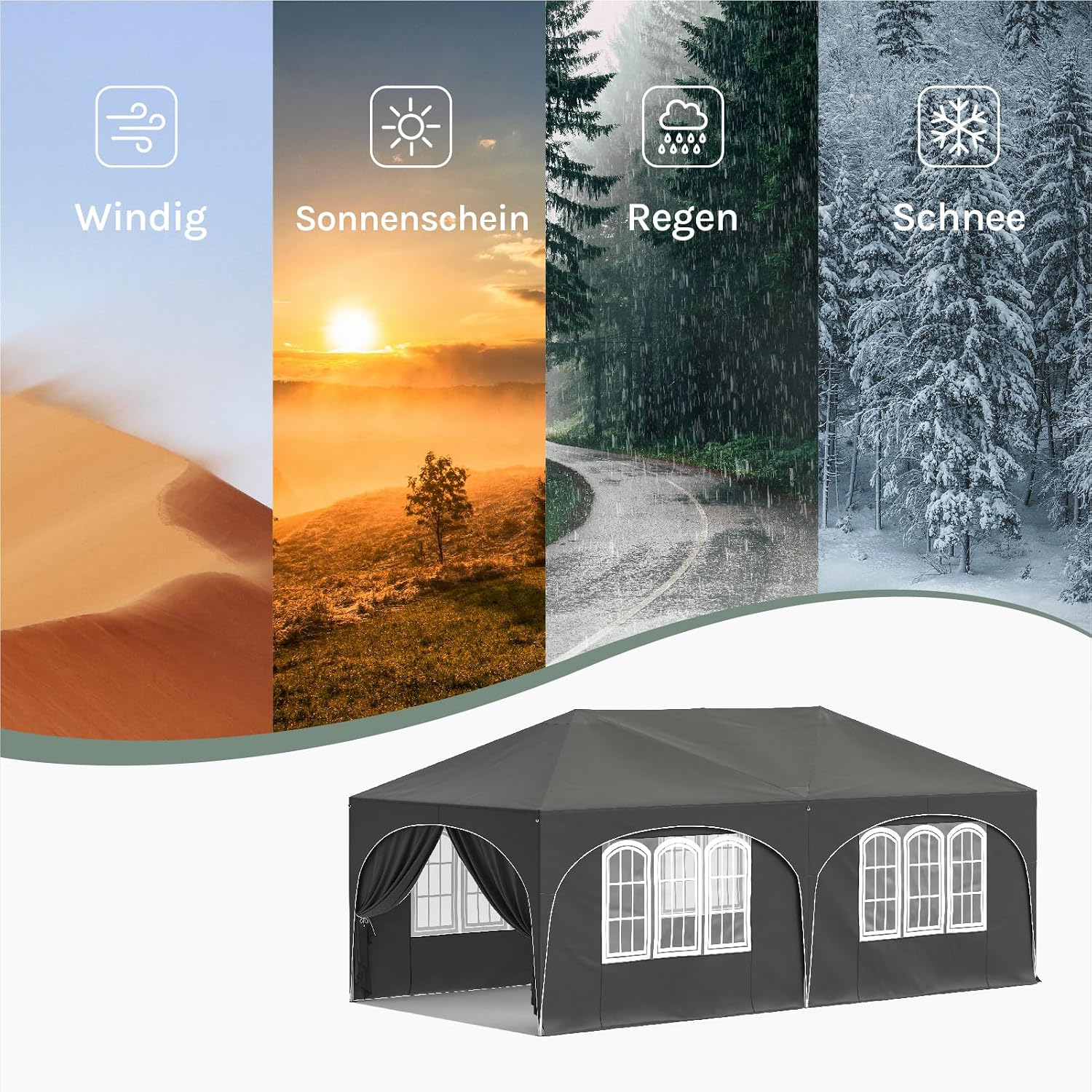 Thumbnail 6 de WOLTU Pavillon 3x6 m – faltpavillon mit 6 Seitenwänden, UV-Schutz 50+, wasserabweisend, höhenverstellbar