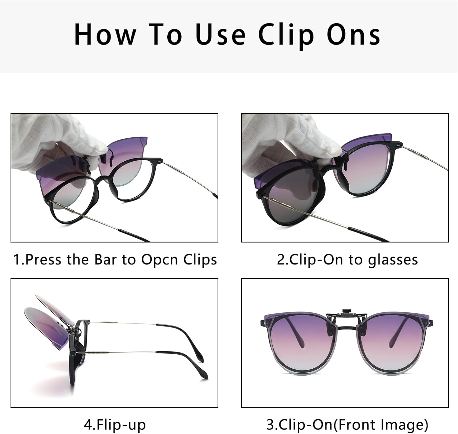 Thumbnail 4 de YAMEIZE clip-on fashion sunglasses with UV protection (TAC lenses), 180° fold design