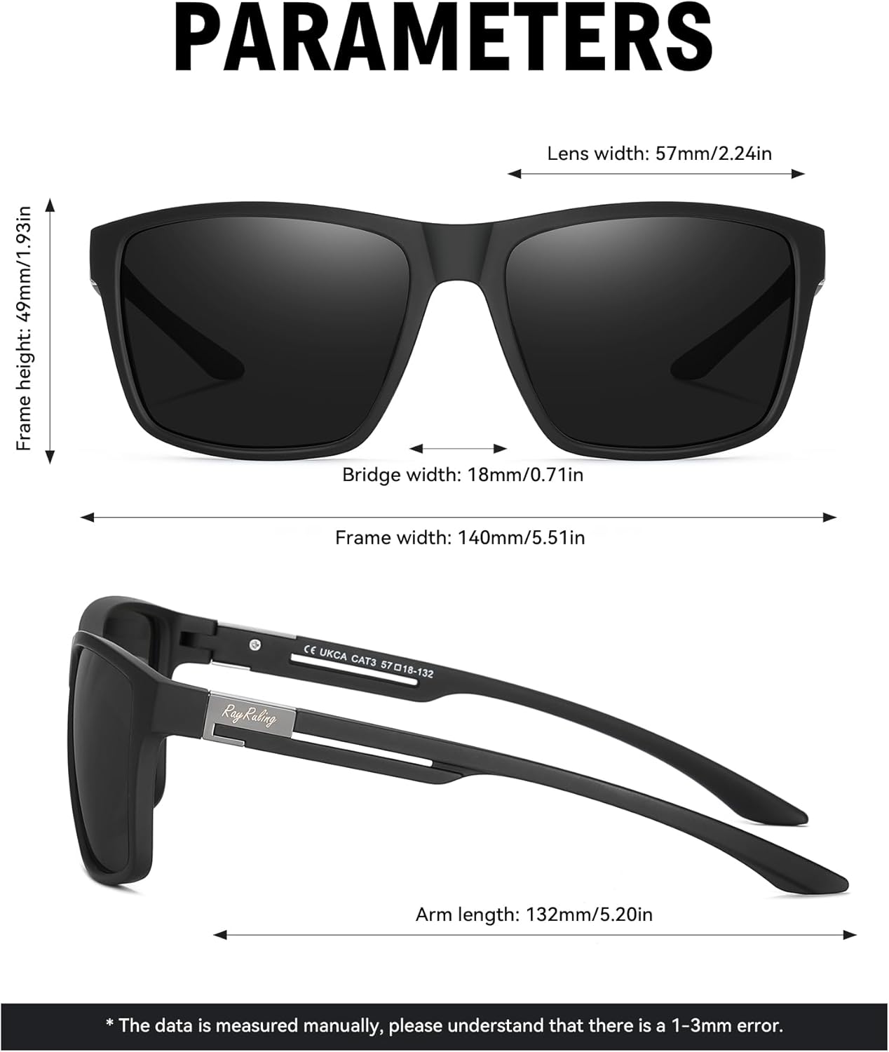 Thumbnail 3 de Rayruling Sonnenbrille 2er-Set: Polarisierte Herren/Damen, ultraleichtes TR90-Gestell, UV400 Schutz