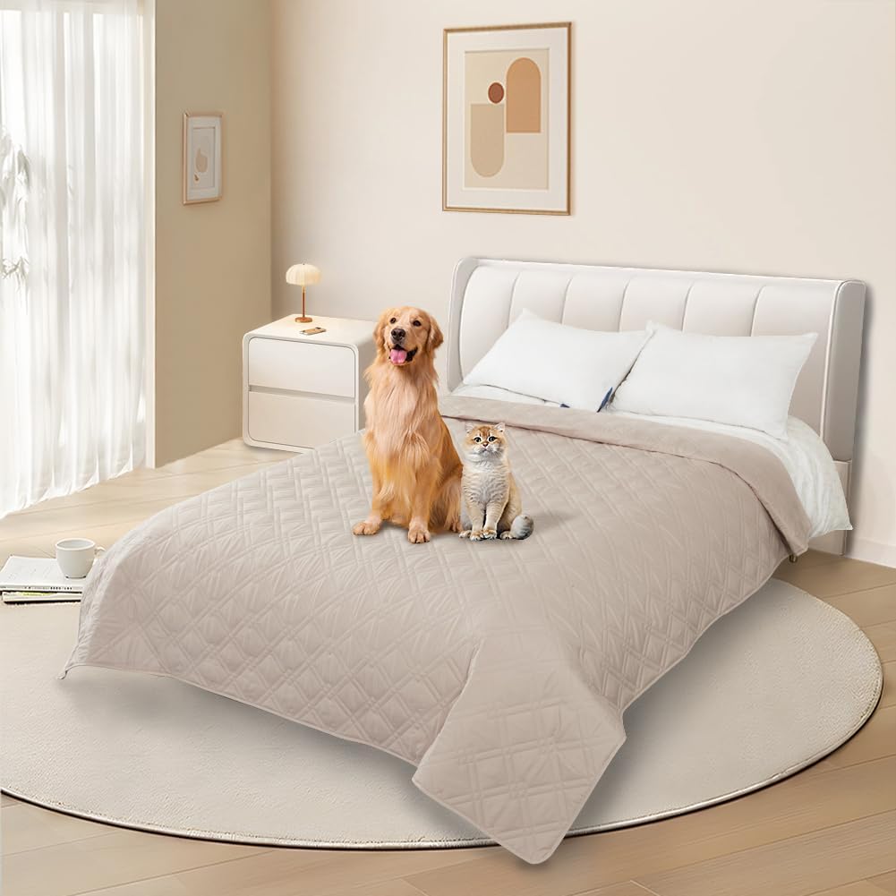 Detalle 2 de DUJUIKE 100% Waterproof Couch Cover for Dog (3 Seater) – Cream, 76 x 180cm